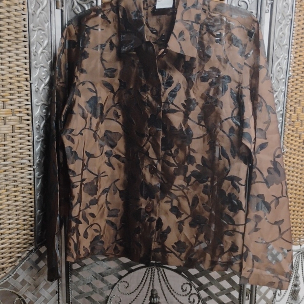 Floral Sheer Button-Up Blouse